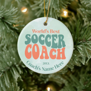 Retro Soccer Coach Personalized   Ceramic Ornament