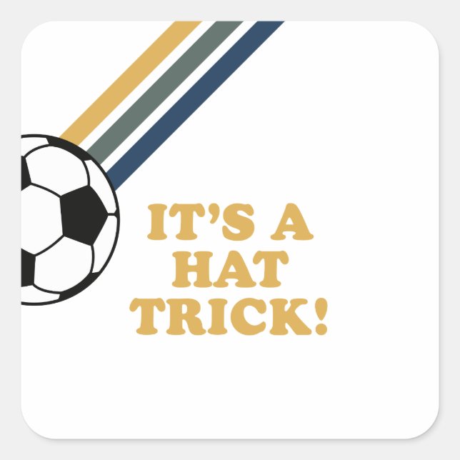 Retro Soccer Hat Trick 3rd Birthday Square Sticker (Front)