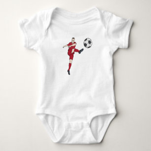 Retro Soccer Player Kicking Ball Volley Action Gra Baby Bodysuit