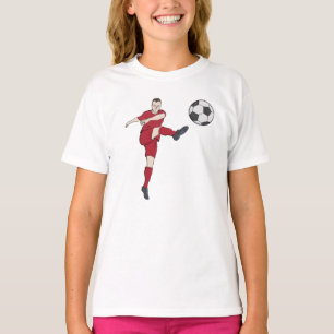 Retro Soccer Player Kicking Ball Volley Action Gra T-Shirt