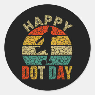 Retro Soccer Player Polka Dot Art Student Happy Do Classic Round Sticker