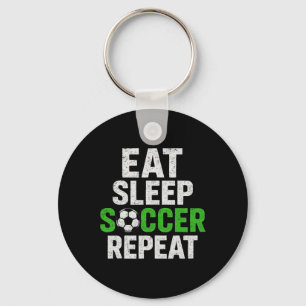Retro Soccer Player Saying Eat Sleep Game Repeat Keychain