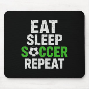 Retro Soccer Player Saying Eat Sleep Game Repeat Mouse Pad