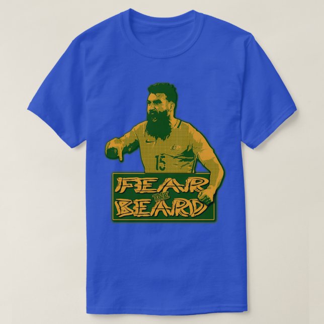 Retro Socceroos Mile Jedinak FEAR THE BEARD T-Shirt (Design Front)