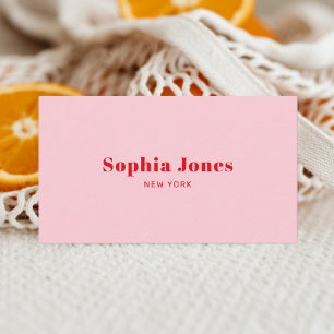 Retro Social Media Minimalist Pink Red Business Card
