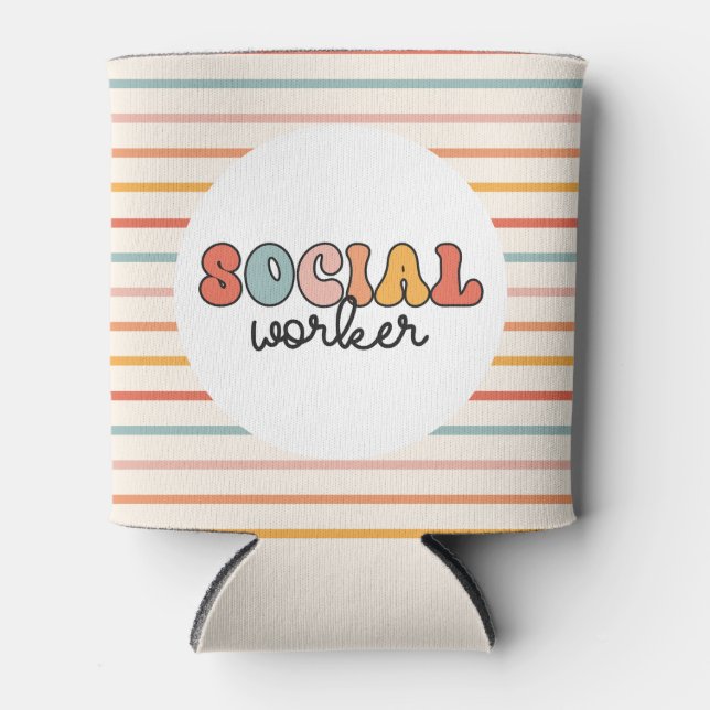 Retro Social Worker Can Cooler (Front)