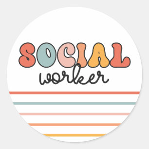Retro Social Worker Classic Round Sticker