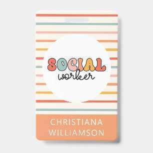 Retro Social Worker Colourful Badge
