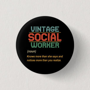 Retro Social Worker Definition Public Servant Case 1 Inch Round Button