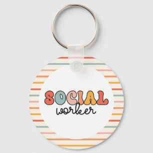 Retro Social Worker Keychain
