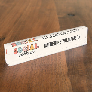 Retro Social Worker Nameplate