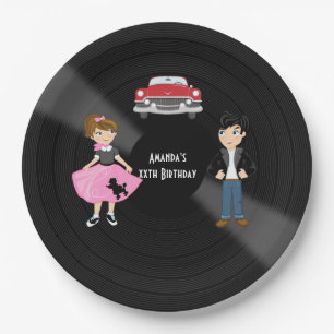 Retro Sock Hop Birthday Party Paper Plate