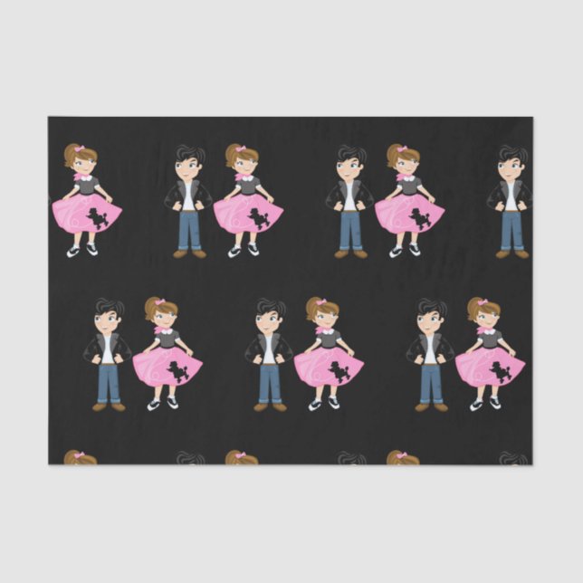 Retro Sock Hop Birthday Party Tissue Paper (Front)