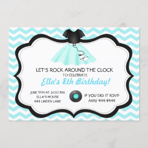 Rétro Sock Hop Poodle Jupe Anniversaire Invitation