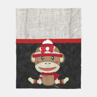 Retro Sock Monkey Fleece Blanket