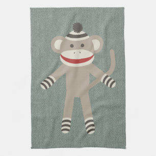 Retro Sock Monkey Kitchen Towel