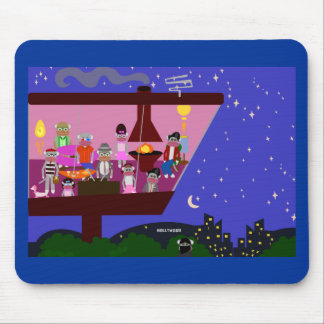 Retro Sock Monkey Party Life Cartoon Illustration Mouse Pad
