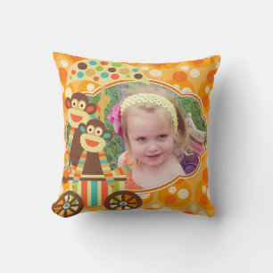 Retro Sock Monkeys Custom Photo MOJO Coussin