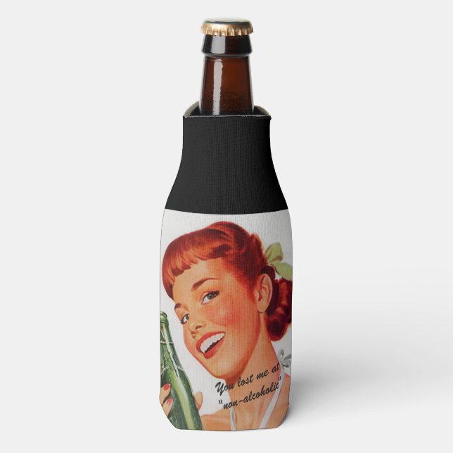 Retro Soda Ad Joke Bottle Cooler (Bottle Front)