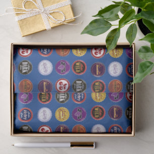 Retro Soda Cap Tissue Paper, Vintage Gamer Gift Tissue Paper