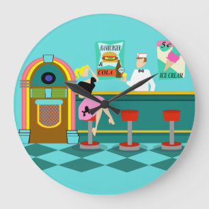 Rétro Soda Fontaine Acrylique Horloge ronde
