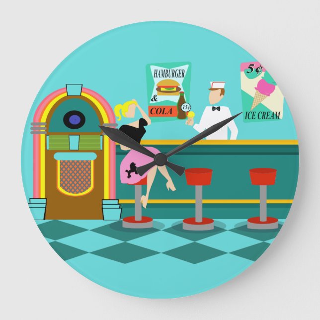 Retro Soda Fountain Acrylic Round Clock (Front)