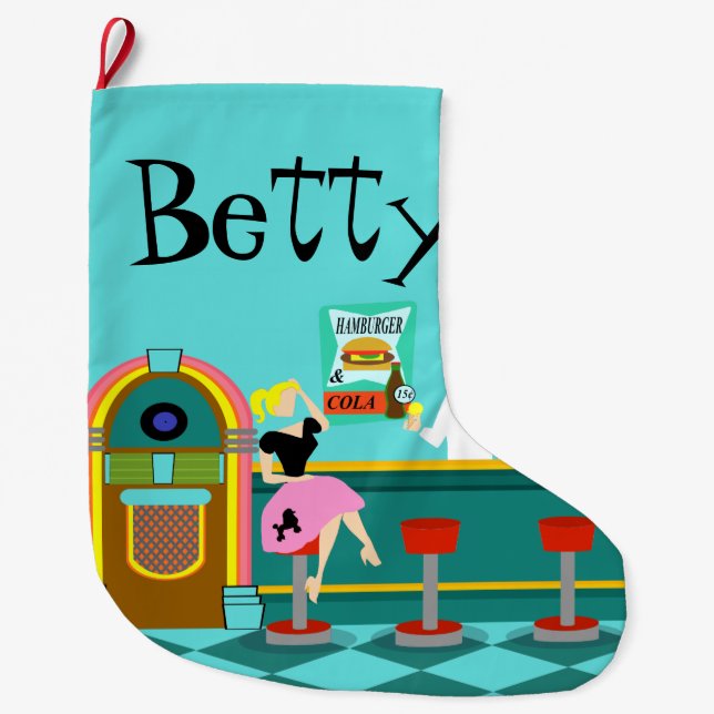 Retro Soda Fountain Christmas Stocking (Front)