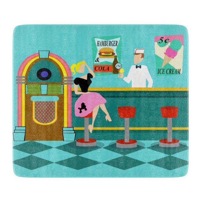 Retro Soda Fountain Cutting Board (Front)