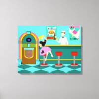 Retro Soda Fountain Stretched Canvas Print