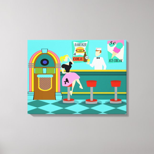 Retro Soda Fountain Stretched Canvas Print (Front)