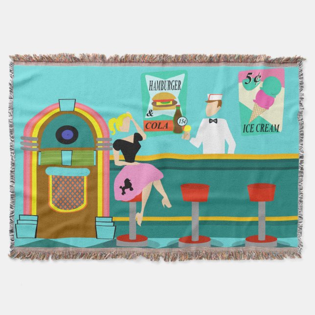 Retro Soda Fountain Throw Blanket (Front)