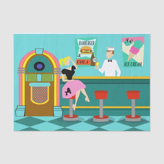 Retro Soda Fountain Tissue Paper (Front)