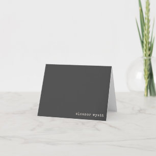 Retro Soft Black Grey Minimalist Personalized Name Note Card