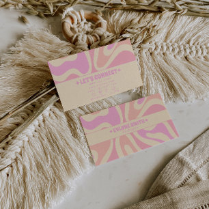 Retro Soft Pastel 70s Boho Groovy Unique Girly Business Card