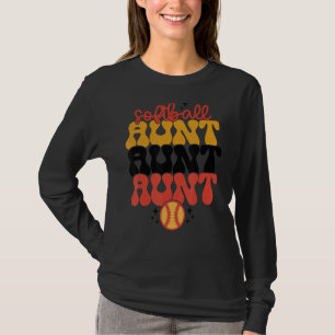 Retro Softball Aunt Softball Mom Aunt Mothers Day T-Shirt