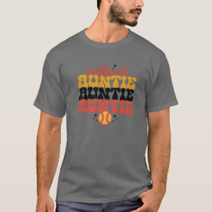 Retro Softball Auntie Softball Mom Funny Auntie Mo T-Shirt