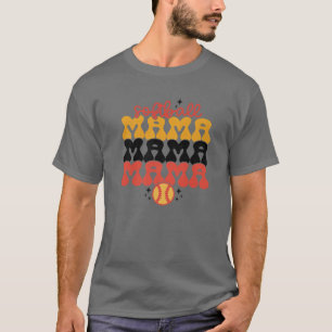 Retro Softball Mama Softball Mom Funny Mama Mother T-Shirt
