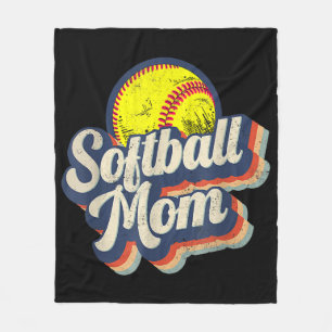 Retro Softball Mom Funny Vintage Softball Mom Fleece Blanket