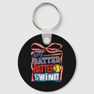 Retro Softll Hey Tter Tter Swing Game Day Softll M Keychain
