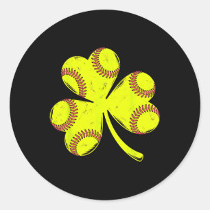 Retro Softll Irish Shamrock Clover Sports St. Patr Classic Round Sticker