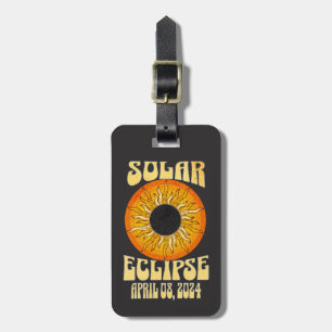 Retro solar eclipse Total Eclipse April 8, 2024 Luggage Tag