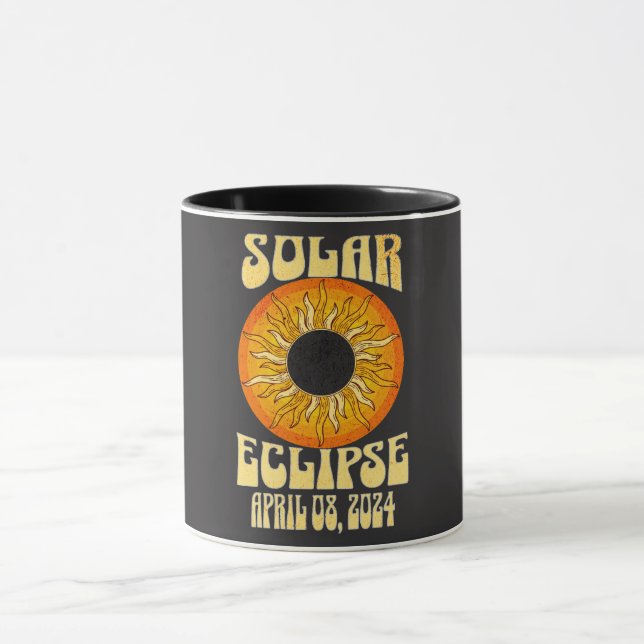 Retro solar eclipse Total Eclipse April 8, 2024  Mug (Center)