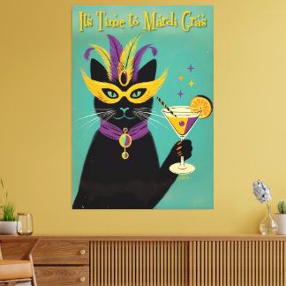 Retro Sophisticats Its Time to Mardi Gras Martini Canvas Print