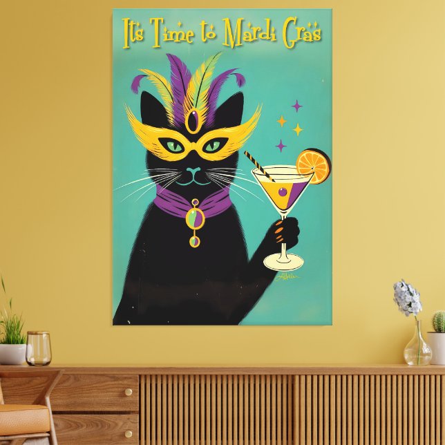 Retro Sophisticats Its Time to Mardi Gras Martini Canvas Print (Insitu(LivingRoom))