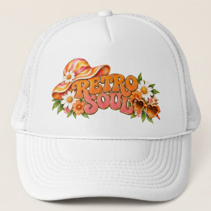 Retro Soul 1970s Floral Design Trucker Hat