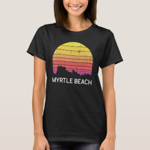 Retro South Carolina City Myrtle Beach Skyline Vin T-Shirt