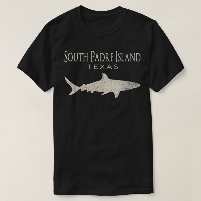 Retro South Padre Island TX Shark  T-Shirt (Design Front)