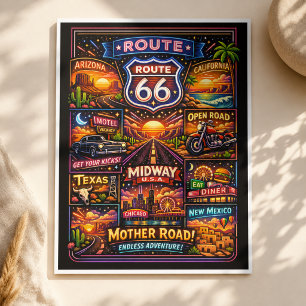 Retro Southwest Highway Journey Travel Graphic