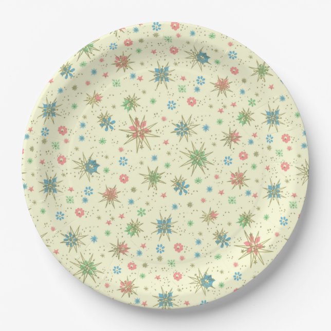 Retro Space Age Atomic Starburst Paper Plate (Front)