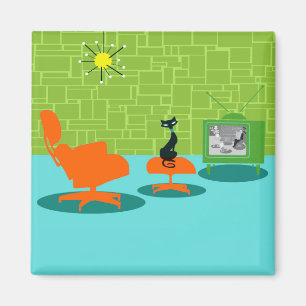Retro Space Age Kitty Magnet